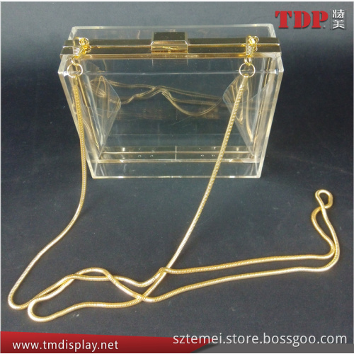 Clear and Exquisite handmade acrylic woman shoulder long strip bag for girls